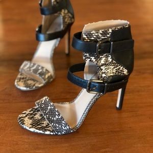 VIA SPIGA Snakeskin Print Leather Pump Heels